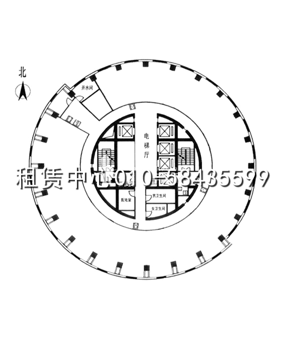 中服大厦标准层平面图